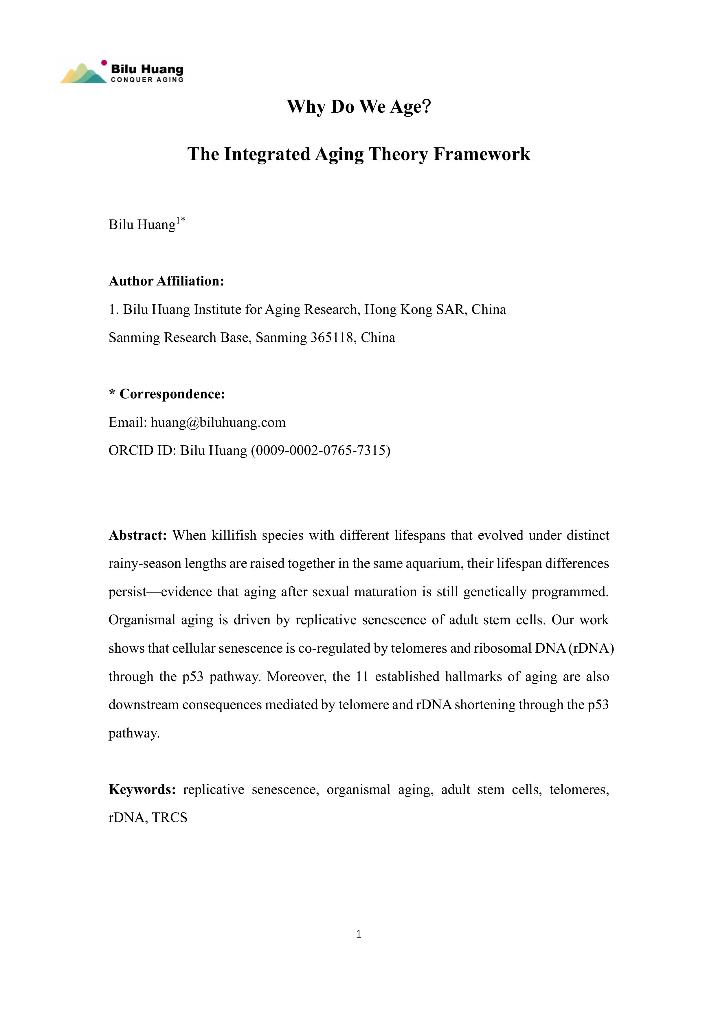 Cover of Why Do We Age? The Integrated Aging Theory Framework